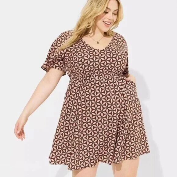 Torrid Mini Flutter-Sleeve Skater Dress - Picture 1 of 6